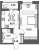 Планировка однокомнатной квартиры площадью 38.05 кв. м в новостройке ЖК "Аквилон Leaves"