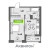 Планировка однокомнатной квартиры площадью 39.5 кв. м в новостройке ЖК "Аквилон Leaves"