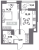 Планировка однокомнатной квартиры площадью 33.34 кв. м в новостройке ЖК "Аквилон Leaves"