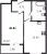 Планировка однокомнатной квартиры площадью 40.82 кв. м в новостройке ЖК "Аквилон Leaves"