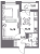 Планировка однокомнатной квартиры площадью 33.91 кв. м в новостройке ЖК "Аквилон Leaves"