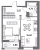 Планировка однокомнатной квартиры площадью 42.49 кв. м в новостройке ЖК "Аквилон Leaves"
