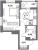 Планировка однокомнатной квартиры площадью 36.91 кв. м в новостройке ЖК "Аквилон Leaves"