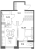 Планировка однокомнатной квартиры площадью 45.04 кв. м в новостройке ЖК "Аквилон Leaves"