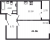 Планировка однокомнатной квартиры площадью 41.06 кв. м в новостройке ЖК "Аквилон Leaves"