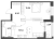Планировка однокомнатной квартиры площадью 44.37 кв. м в новостройке ЖК "Аквилон Leaves"