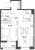 Планировка однокомнатной квартиры площадью 44.18 кв. м в новостройке ЖК "Аквилон Leaves"