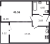 Планировка однокомнатной квартиры площадью 41.55 кв. м в новостройке ЖК "Аквилон Leaves"