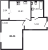 Планировка однокомнатной квартиры площадью 38.44 кв. м в новостройке ЖК "Аквилон Leaves"