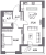 Планировка однокомнатной квартиры площадью 52.67 кв. м в новостройке ЖК "Аквилон Leaves"