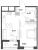 Планировка однокомнатной квартиры площадью 38.99 кв. м в новостройке ЖК "Аквилон Leaves"