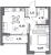 Планировка однокомнатной квартиры площадью 39.04 кв. м в новостройке ЖК "Аквилон Leaves"