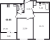 Планировка двухкомнатной квартиры площадью 60.06 кв. м в новостройке ЖК "Аквилон Leaves"