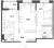 Планировка двухкомнатной квартиры площадью 59.79 кв. м в новостройке ЖК "Аквилон Leaves"