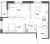 Планировка двухкомнатной квартиры площадью 56.68 кв. м в новостройке ЖК "Аквилон Leaves"