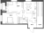Планировка двухкомнатной квартиры площадью 68.52 кв. м в новостройке ЖК "Аквилон Leaves"