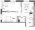 Планировка двухкомнатной квартиры площадью 58.52 кв. м в новостройке ЖК "Аквилон Leaves"