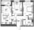 Планировка двухкомнатной квартиры площадью 61.89 кв. м в новостройке ЖК "Аквилон Leaves"