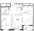 Планировка двухкомнатной квартиры площадью 59.65 кв. м в новостройке ЖК "Аквилон Leaves"