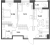 Планировка двухкомнатной квартиры площадью 60.78 кв. м в новостройке ЖК "Аквилон Leaves"
