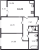 Планировка двухкомнатной квартиры площадью 61.22 кв. м в новостройке ЖК "Аквилон Leaves"