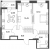 Планировка двухкомнатной квартиры площадью 64.92 кв. м в новостройке ЖК "Аквилон Leaves"