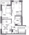Планировка двухкомнатной квартиры площадью 57.05 кв. м в новостройке ЖК "Аквилон Leaves"