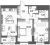 Планировка двухкомнатной квартиры площадью 61.11 кв. м в новостройке ЖК "Аквилон Leaves"