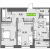Планировка трехкомнатной квартиры площадью 61.48 кв. м в новостройке ЖК "Аквилон Leaves"