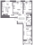 Планировка трехкомнатной квартиры площадью 84.82 кв. м в новостройке ЖК "Аквилон Leaves"