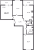 Планировка трехкомнатной квартиры площадью 80.07 кв. м в новостройке ЖК "Аквилон Leaves"