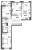 Планировка трехкомнатной квартиры площадью 79.01 кв. м в новостройке ЖК "Аквилон Leaves"