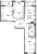 Планировка трехкомнатной квартиры площадью 80.07 кв. м в новостройке ЖК "Аквилон Leaves"