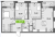Планировка четырехкомнатной квартиры площадью 83.39 кв. м в новостройке ЖК "Аквилон Leaves"