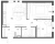 Планировка двухкомнатной квартиры площадью 56.8 кв. м в новостройке ЖК "Монография"