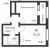 Планировка однокомнатной квартиры площадью 35.83 кв. м в новостройке ЖК "Расцветай в Янино"