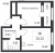 Планировка однокомнатной квартиры площадью 36.3 кв. м в новостройке ЖК "Расцветай в Янино"
