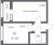 Планировка однокомнатной квартиры площадью 35.69 кв. м в новостройке ЖК "Расцветай в Янино"