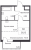 Планировка однокомнатной квартиры площадью 26.12 кв. м в новостройке ЖК "Расцветай в Янино"