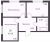 Планировка двухкомнатной квартиры площадью 49.59 кв. м в новостройке ЖК "Расцветай в Янино"