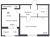 Планировка двухкомнатной квартиры площадью 47.83 кв. м в новостройке ЖК "Расцветай в Янино"