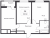 Планировка двухкомнатной квартиры площадью 58.39 кв. м в новостройке ЖК "Расцветай в Янино"