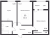 Планировка двухкомнатной квартиры площадью 56.15 кв. м в новостройке ЖК "Расцветай в Янино"