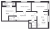 Планировка трехкомнатной квартиры площадью 73.56 кв. м в новостройке ЖК "Расцветай в Янино"