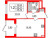 Планировка однокомнатной квартиры площадью 33.32 кв. м в новостройке ЖК "Дворцовый фасад"