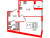 Планировка однокомнатной квартиры площадью 35.14 кв. м в новостройке ЖК "Дворцовый фасад"