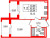 Планировка однокомнатной квартиры площадью 32.93 кв. м в новостройке ЖК "Дворцовый фасад"