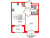 Планировка однокомнатной квартиры площадью 34.38 кв. м в новостройке ЖК "Дворцовый фасад"