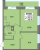 Планировка двухкомнатной квартиры площадью 48.46 кв. м в новостройке ЖК "Смарт"