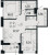 Планировка двухкомнатной квартиры площадью 58.9 кв. м в новостройке ЖК "Коллекционный дом 1919"